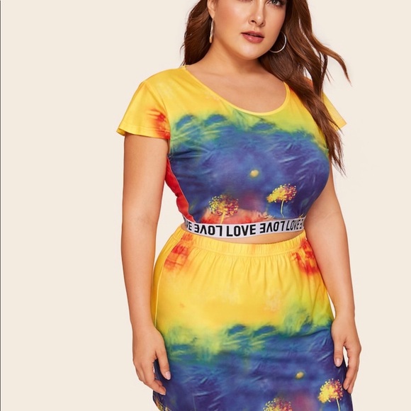 plus size tie dye 2 piece set